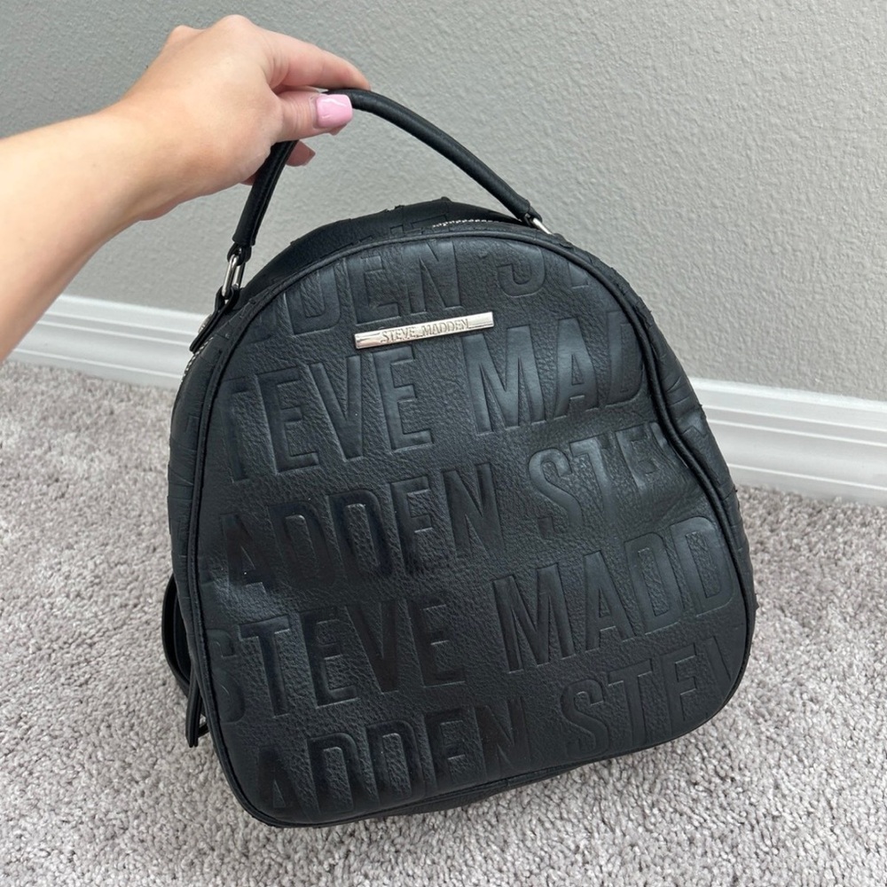 Steve Madden Embossed Black Backpack